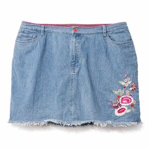 L.A. Blues Y2K Floral Denim Mini Skirt Womens 26W Coquette Grunge Downtown Girl